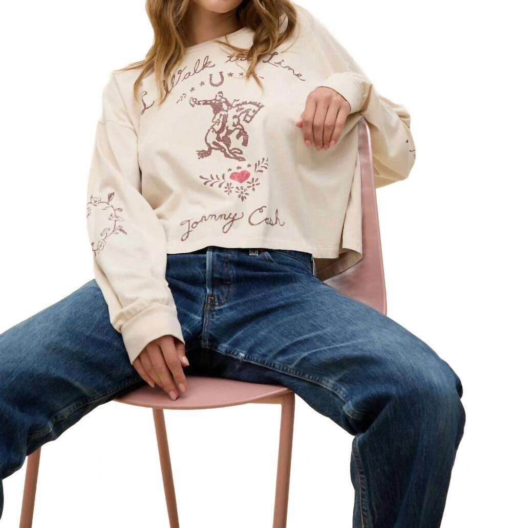 NEW DAYDREAMER johnny cash walk the line meet & greet sweatshirt in cream